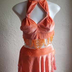 Ballroom Latin Dance Costume , orange,  size PXS-PS
